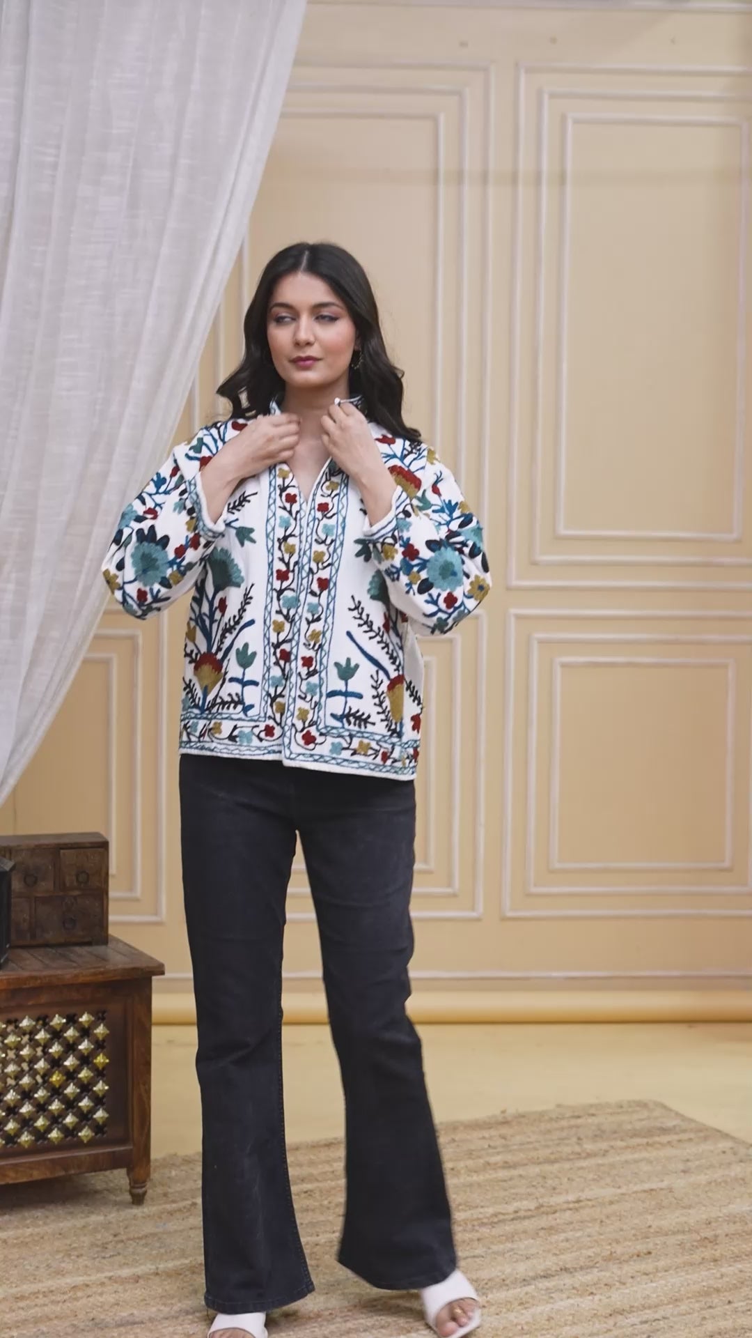 Indian Handmade Beautiful Flower Print New Style Jacket